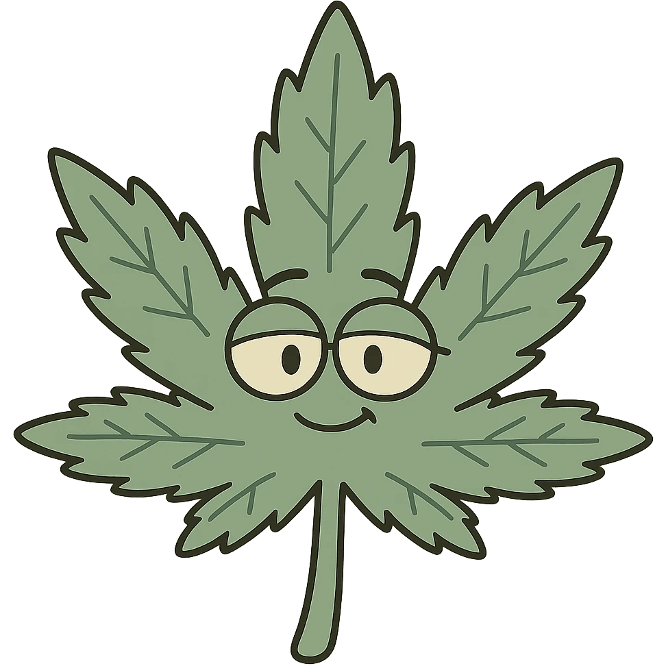 cartoon style weed leaf with round glasses, no background emoji