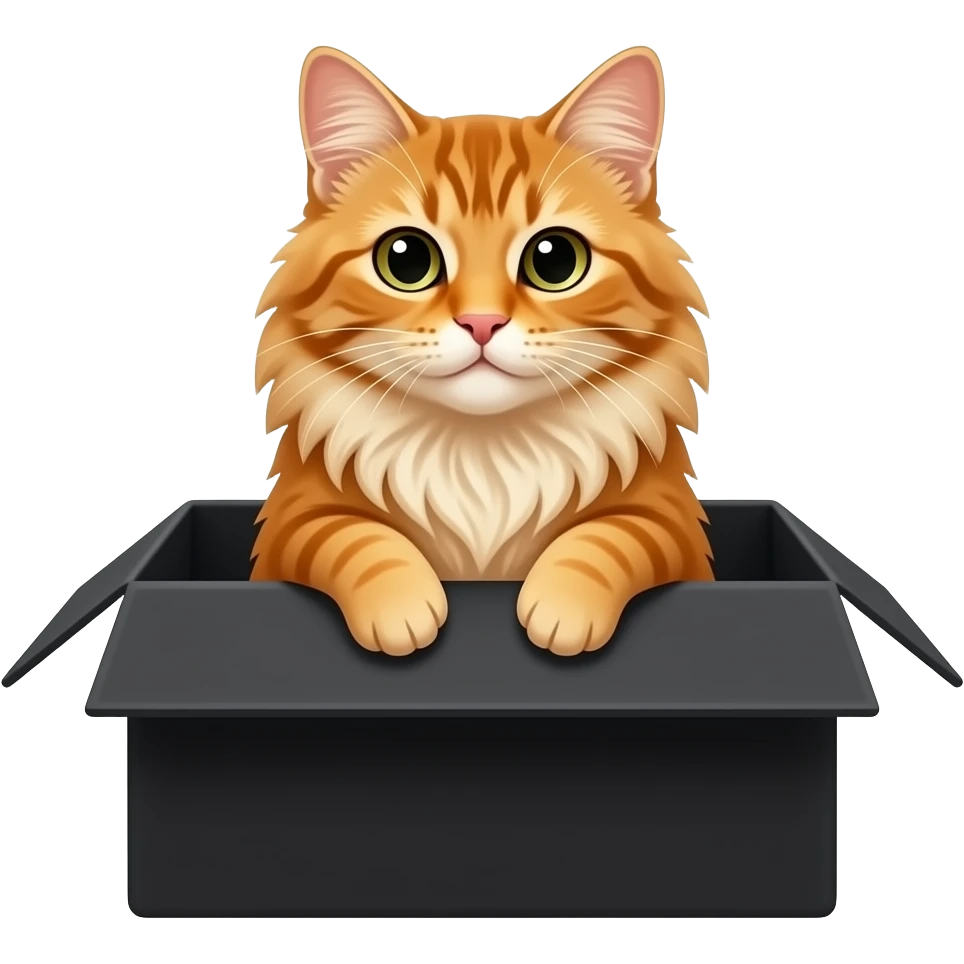 orange maine cat sitting in a black box emoji