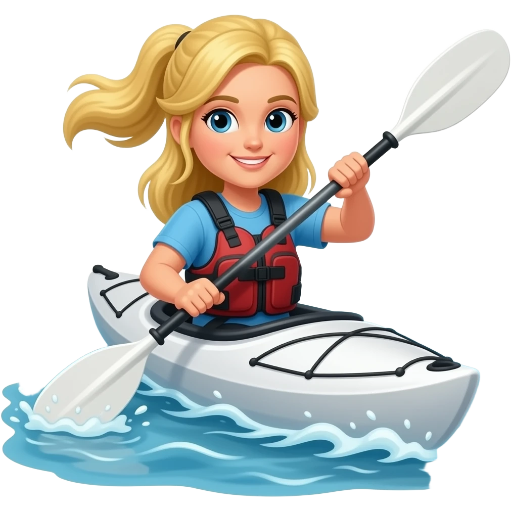 Female whitewater kayaker with blond hair emoji