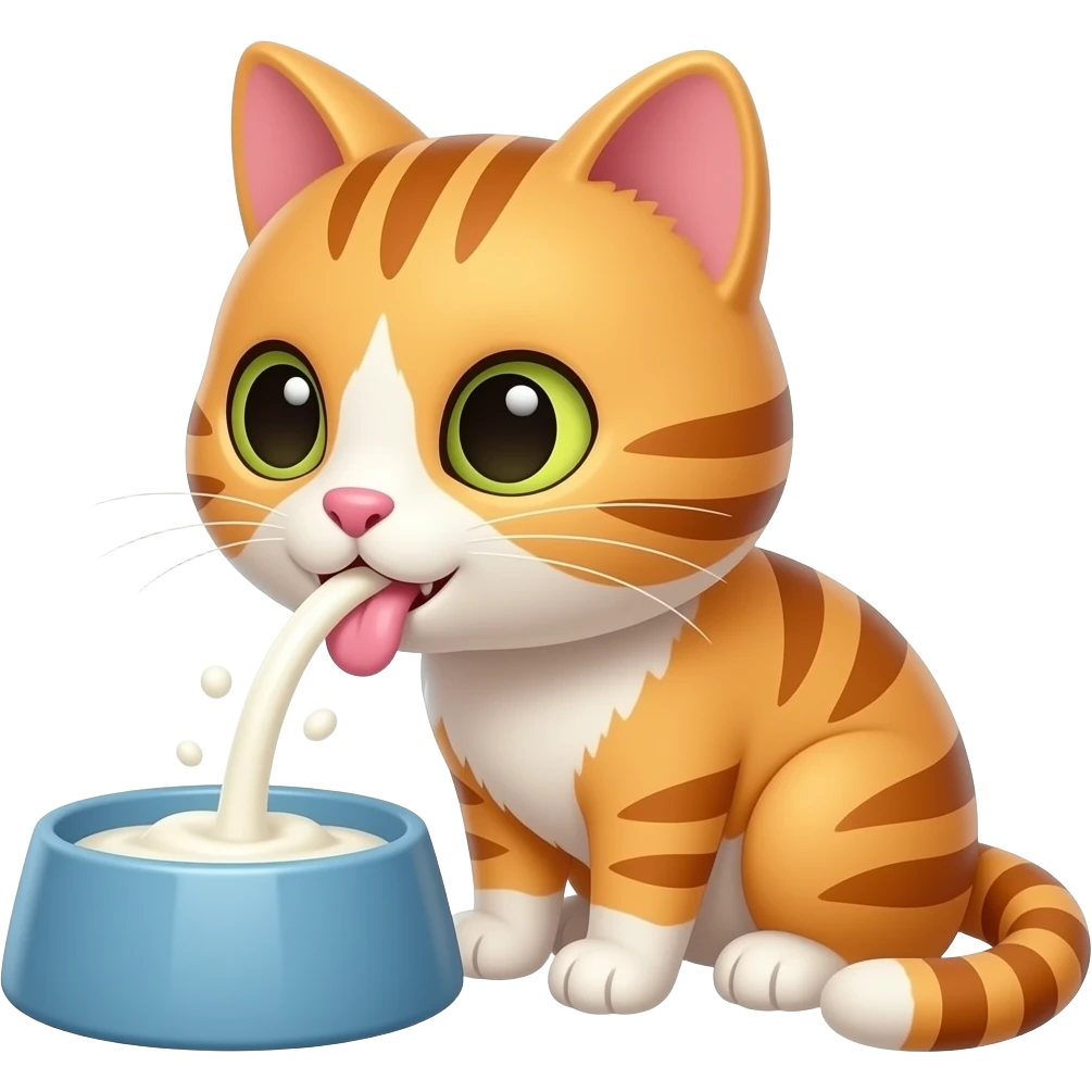 2d cartoon cat drinking milk from a bowl licking it emoji