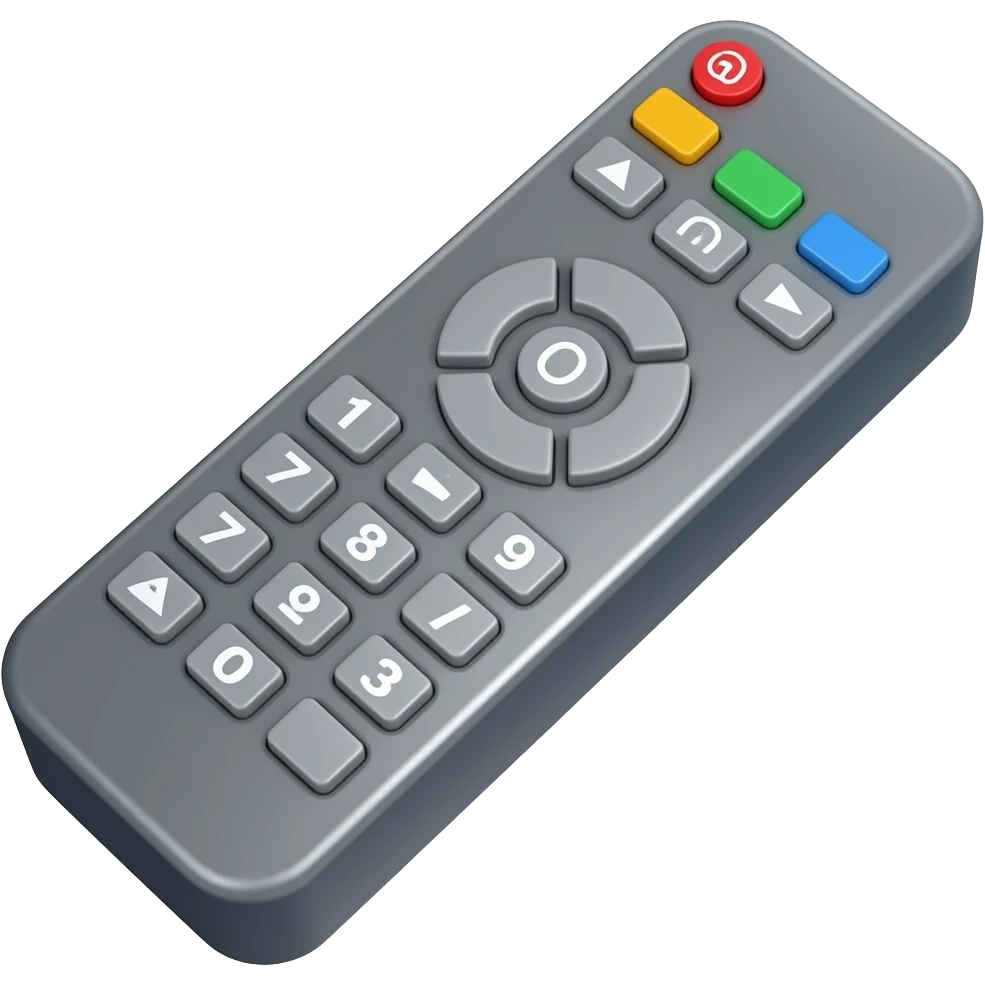 iOS-style emoji of a simple TV remote control,minimal design,clean buttons,hyper-realistic emoji