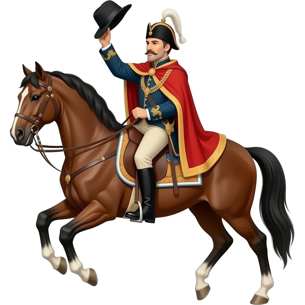 vintage imperor in a horse holding high one hat emoji