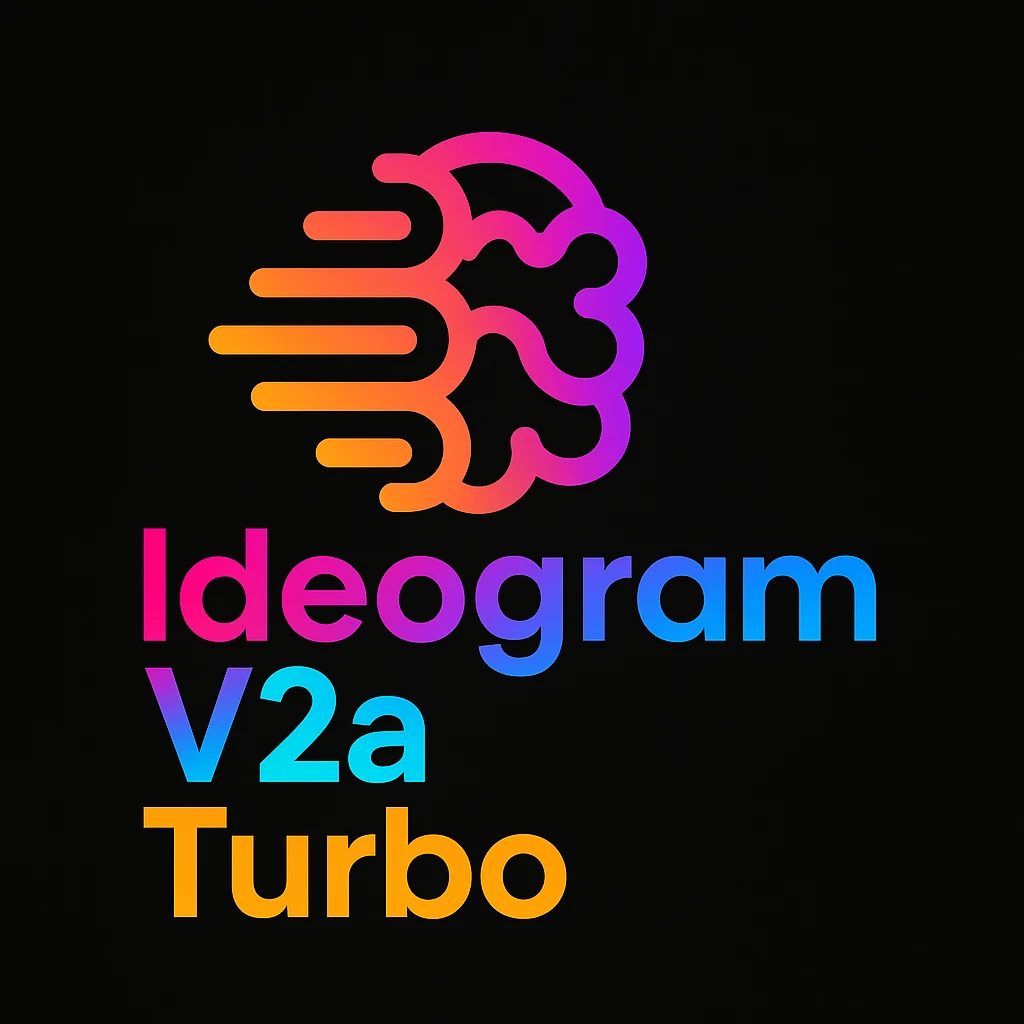 make a colorful text of "Ideogram V2a Turbo", black background, add this logo too emoji