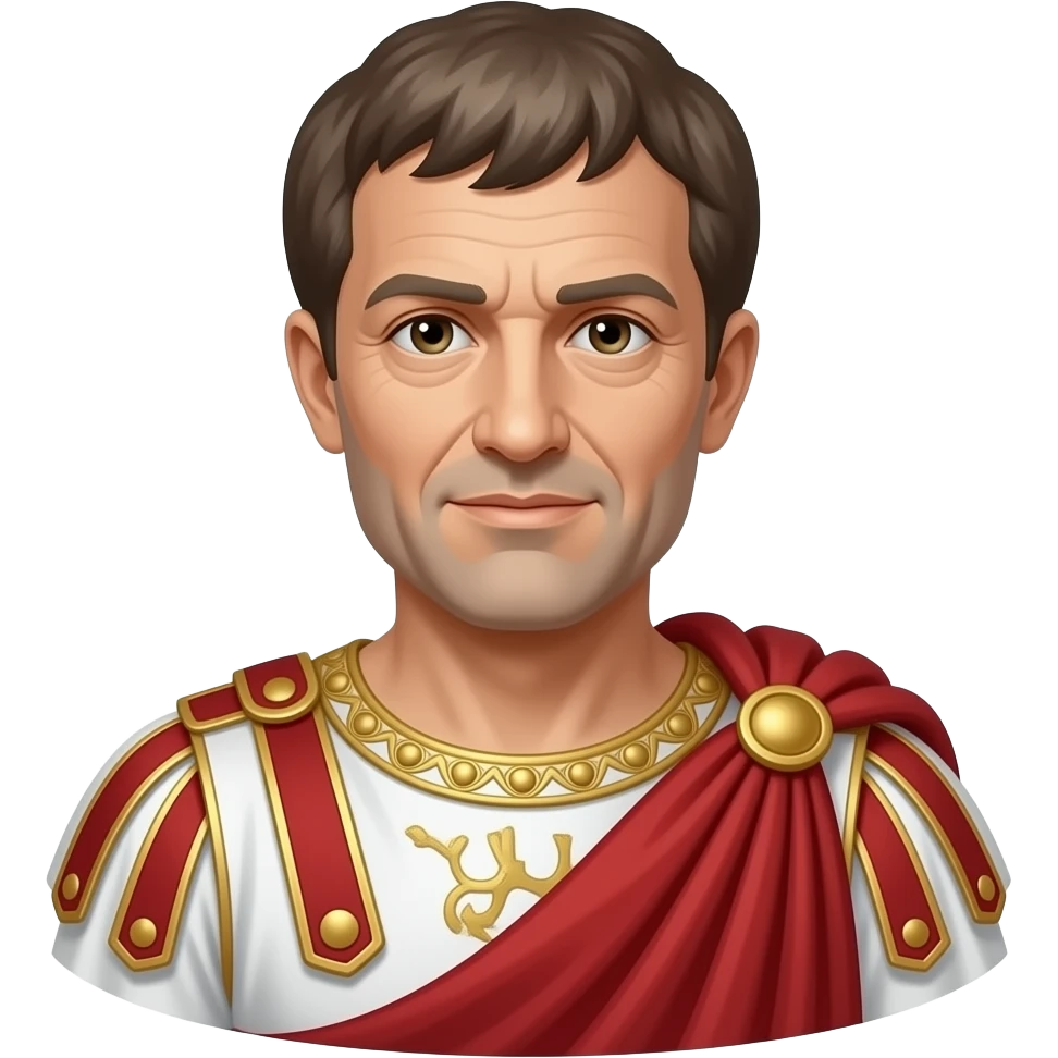julius caesar late 50s with red white and gold tunic emoji