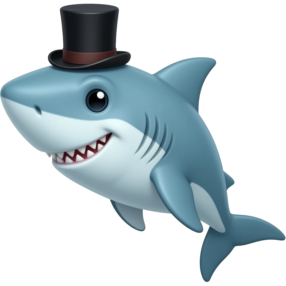 Shark with a top hat emoji