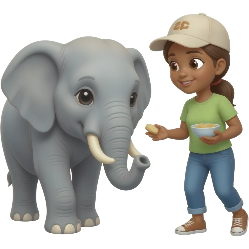 Woman in feeding elephant 3d emoji emoji