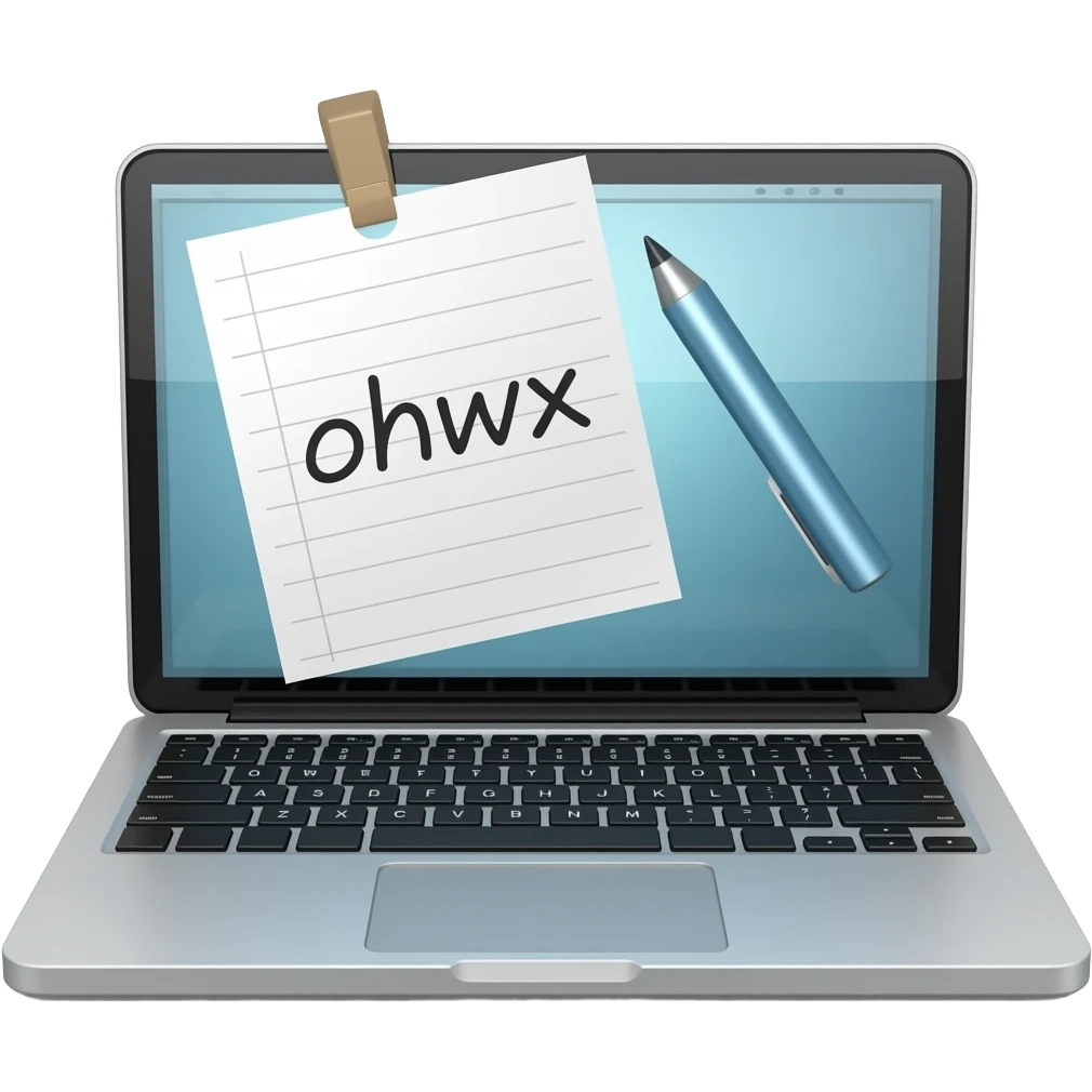 mackbook with note emoji