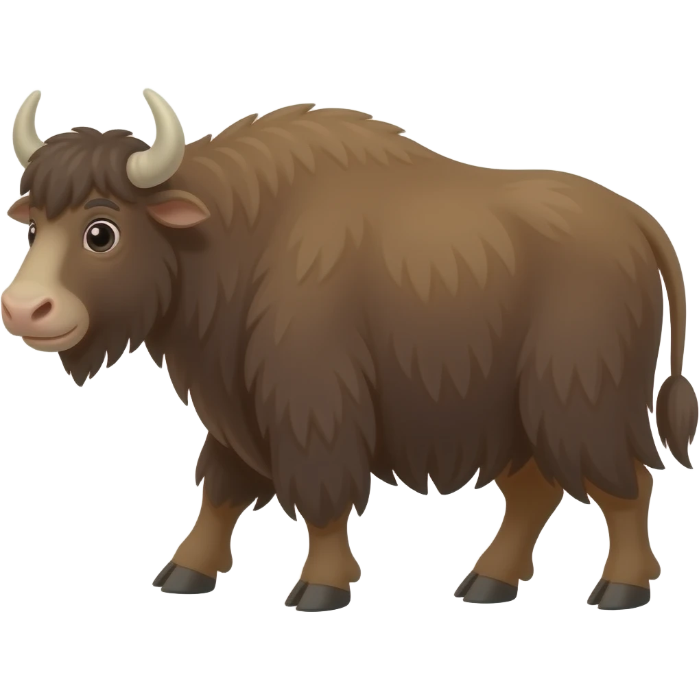Cartoon brown yak walking emoji