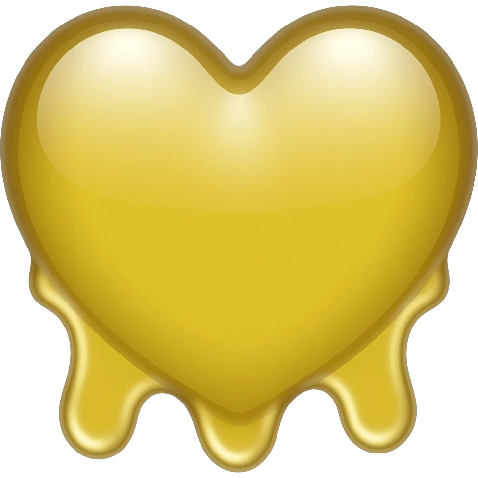 yellow glass heart but make it melt a little and make it shinny and clear a little bit emoji