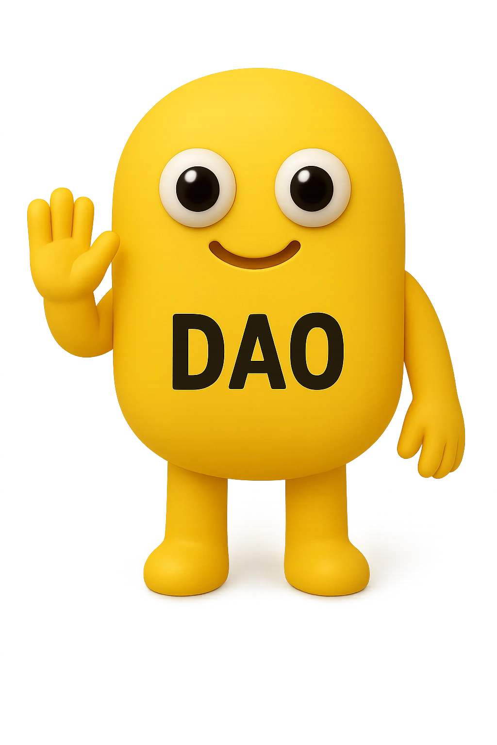 FALLO IDENTICO MA CON LA SCRITTA DAO IN ITALIANO SUL CORPO. emoji con enzima umano con occhi 3d con la scritta "DAO" SUL CORPO IN ITALIANO emoji