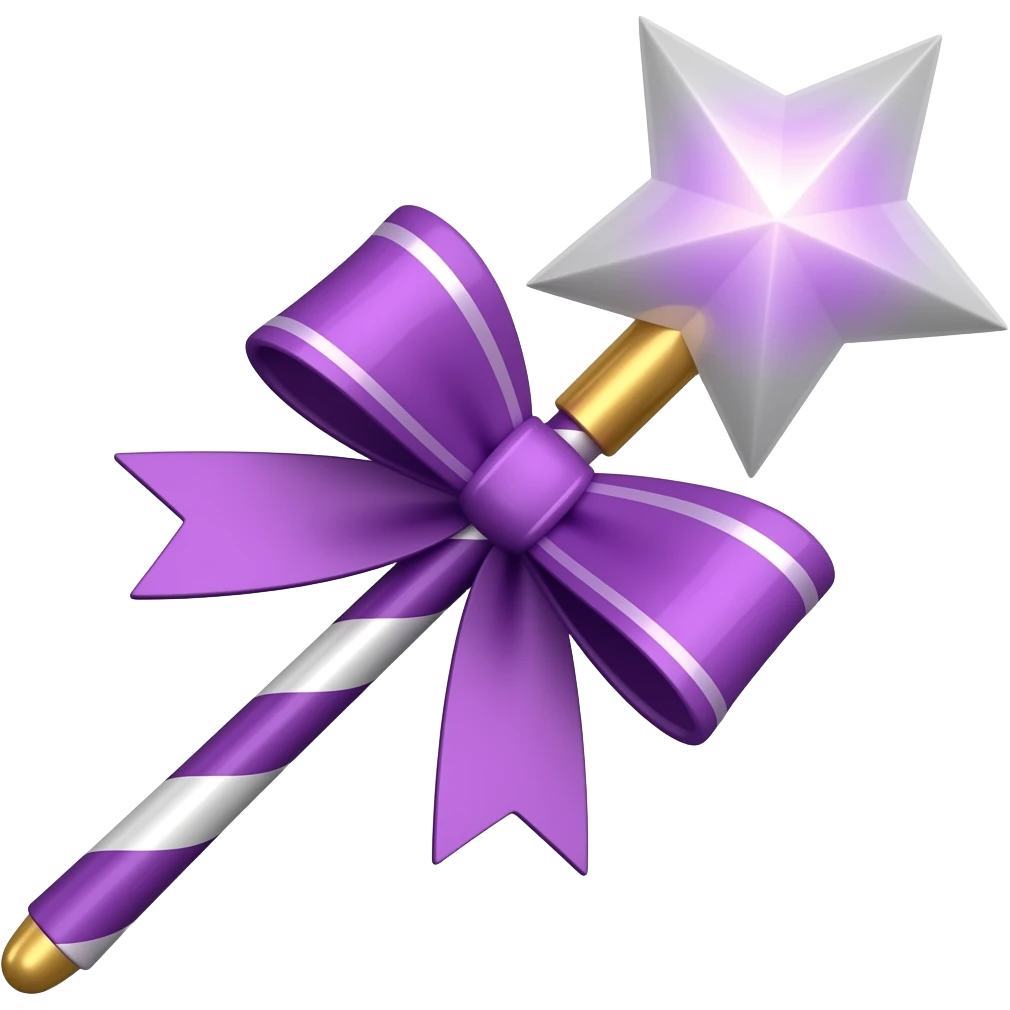 Purple ribboned magic wand emoji