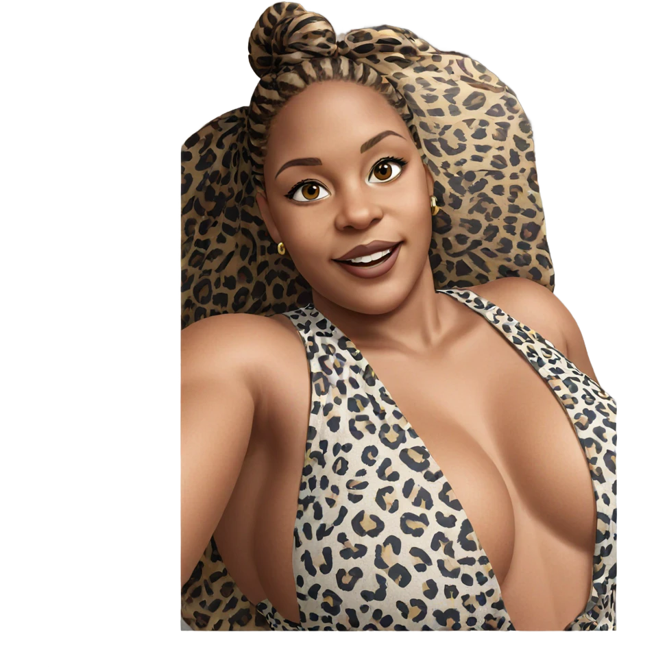 smiling girl in leopard dress emoji