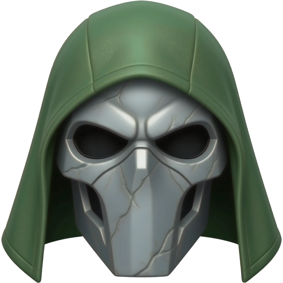 A premier example of a Doctor Doom helmet is the 1:1 scale Hasbro Marvel Legends Series Premium Roleplay Helmet. This, and similar high-quality examples, feature a metallic silver, weathered, comic-inspired design, complete with a dark green fabric hood. emoji
