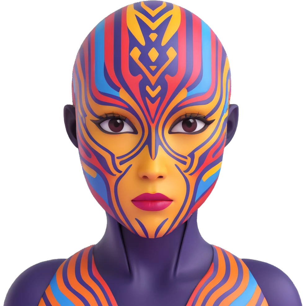 Futuristic figure with colorful skin patterns emoji