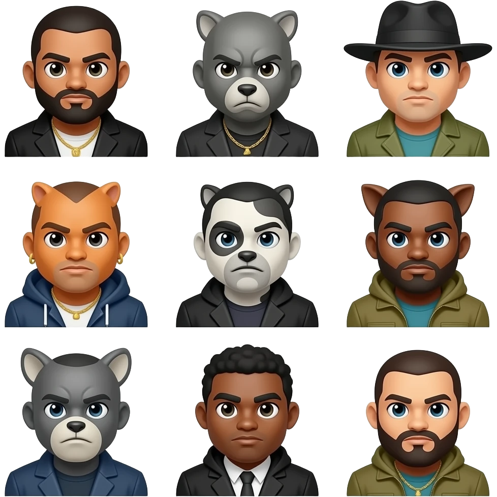 Thug animals and characters emoji
