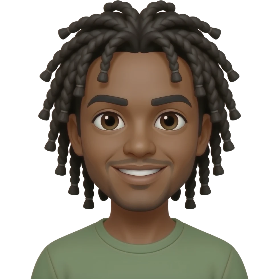 black skin with dreads emoji