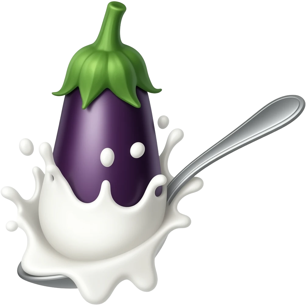 Eggplant eruption in milk at the tip emoji