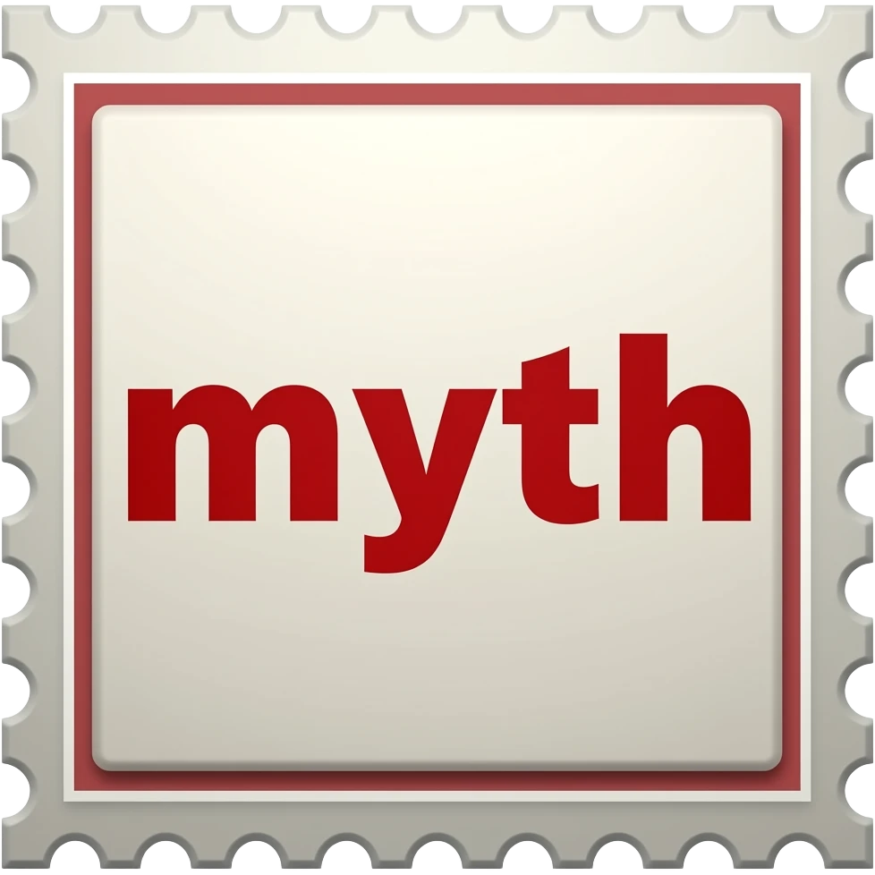 The stamp that printed the word ‘myth’ in red emoji