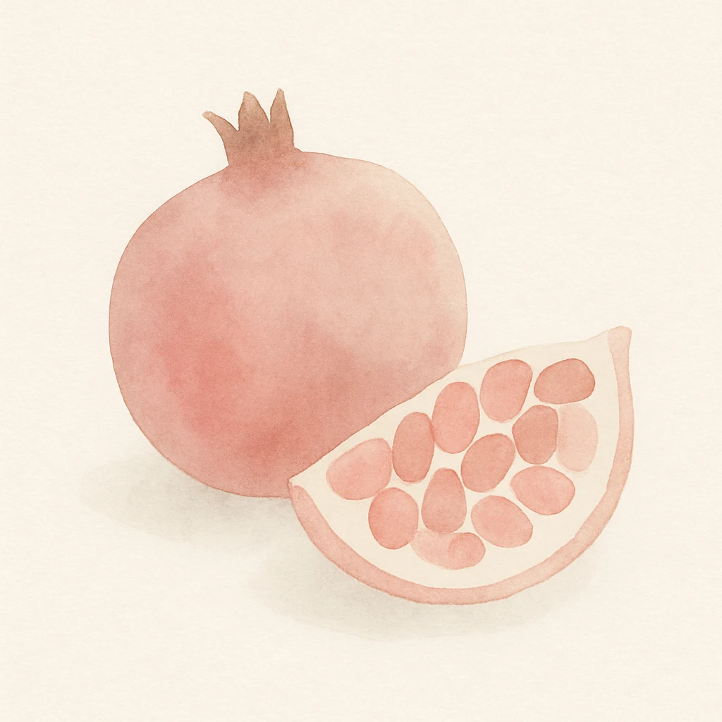 a pomegranate, watercolor style, soft edges, juicy, natural colors emoji