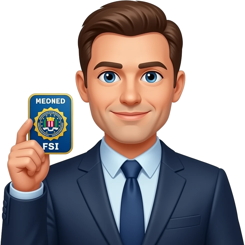 man holding an fbi badge emoji