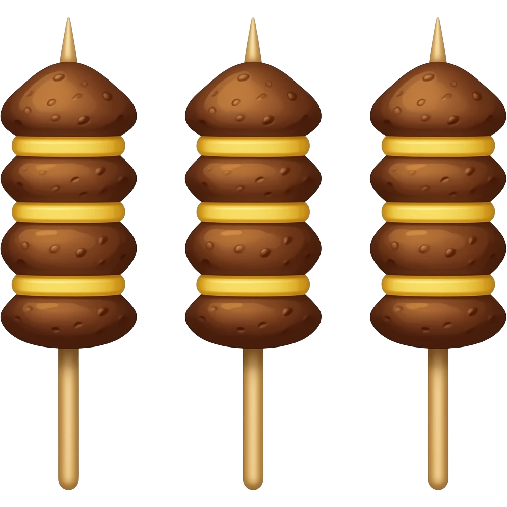saté op een stokje zonder tussenstukjes graag, gewoon drie satétjes emoji