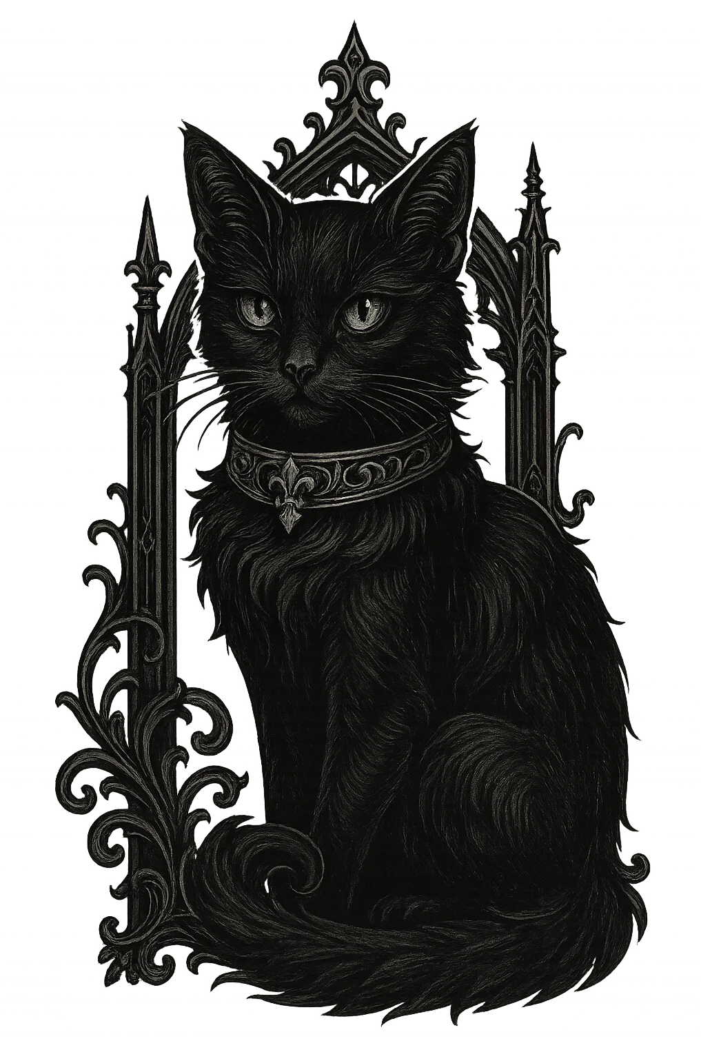goth object, black cat with silver collar emoji