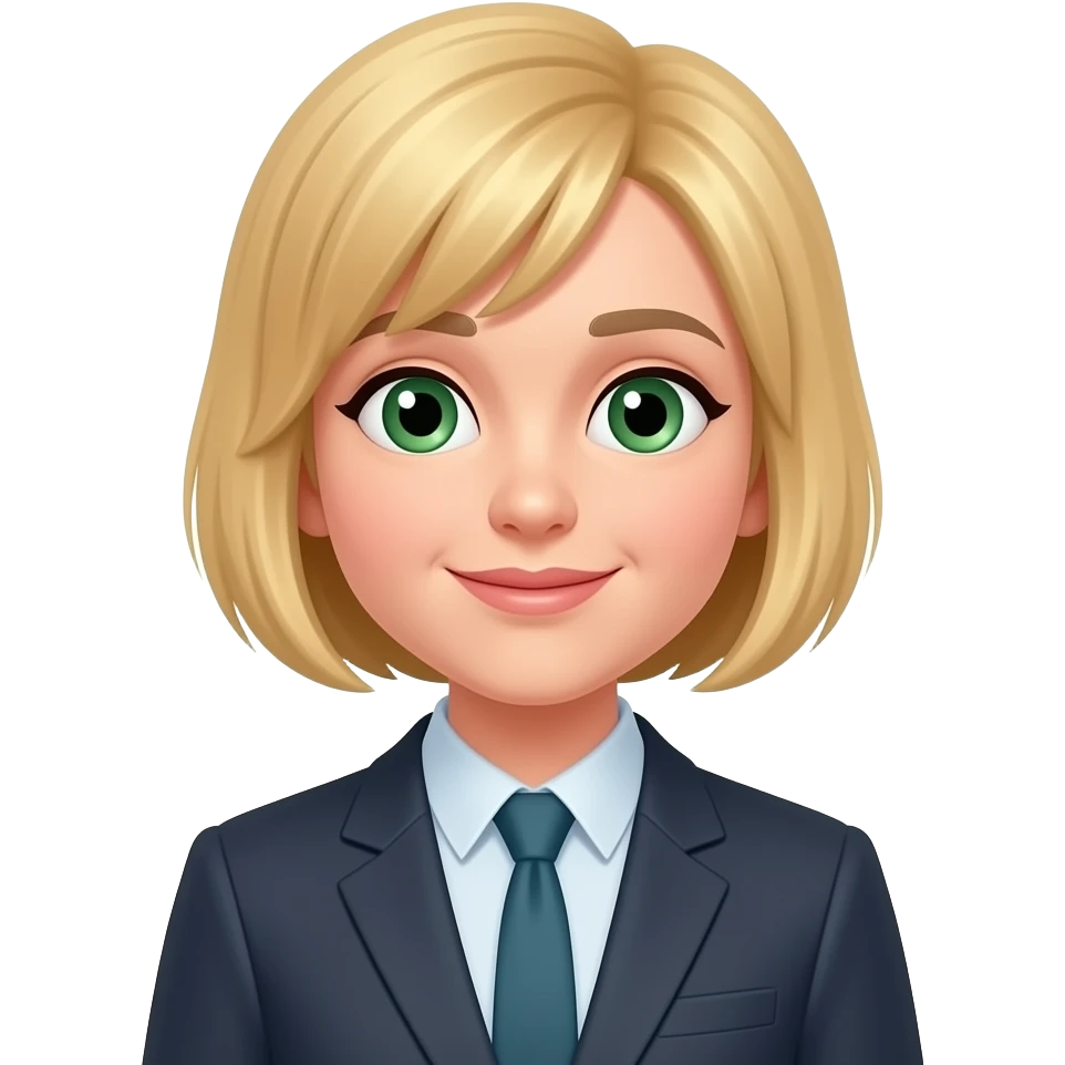 prechool teacher with short blonde hair and green eyes emoji