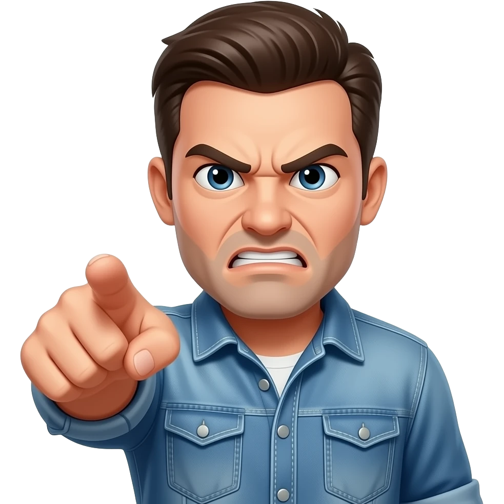 hombre señalando enojado emoji