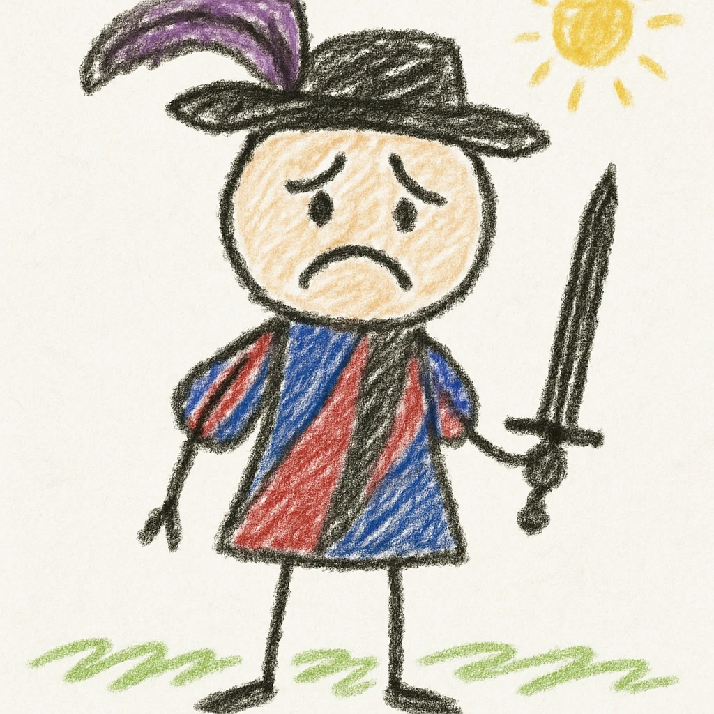 Landsknecht mercenary with a sad expression emoji