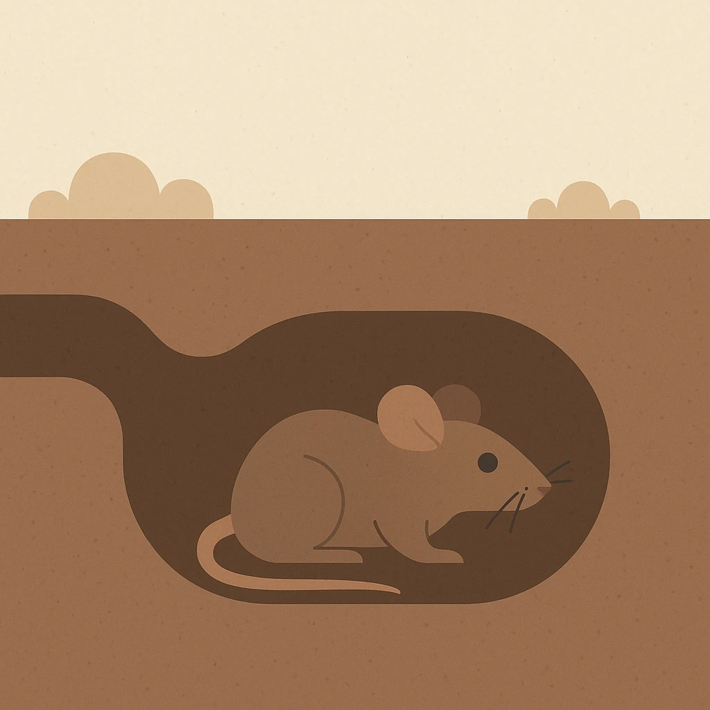 Flat design style mouse under ground emoji