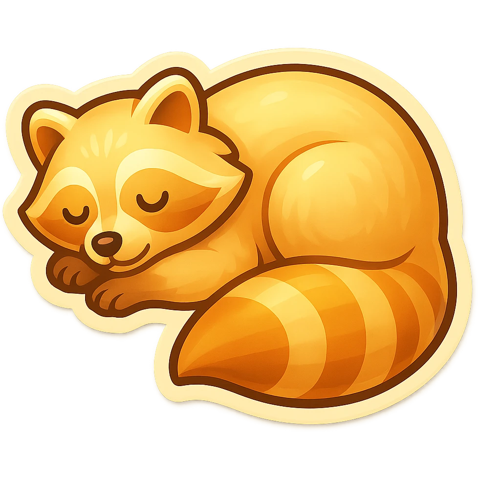 Very Light Blonde raccoon sleeping 2d digital art semi realistic  emoji