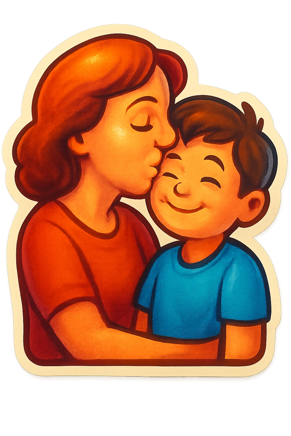 The part about the kiss on the cheek and the part about the kiss on the eye, a mother and son thing emoji