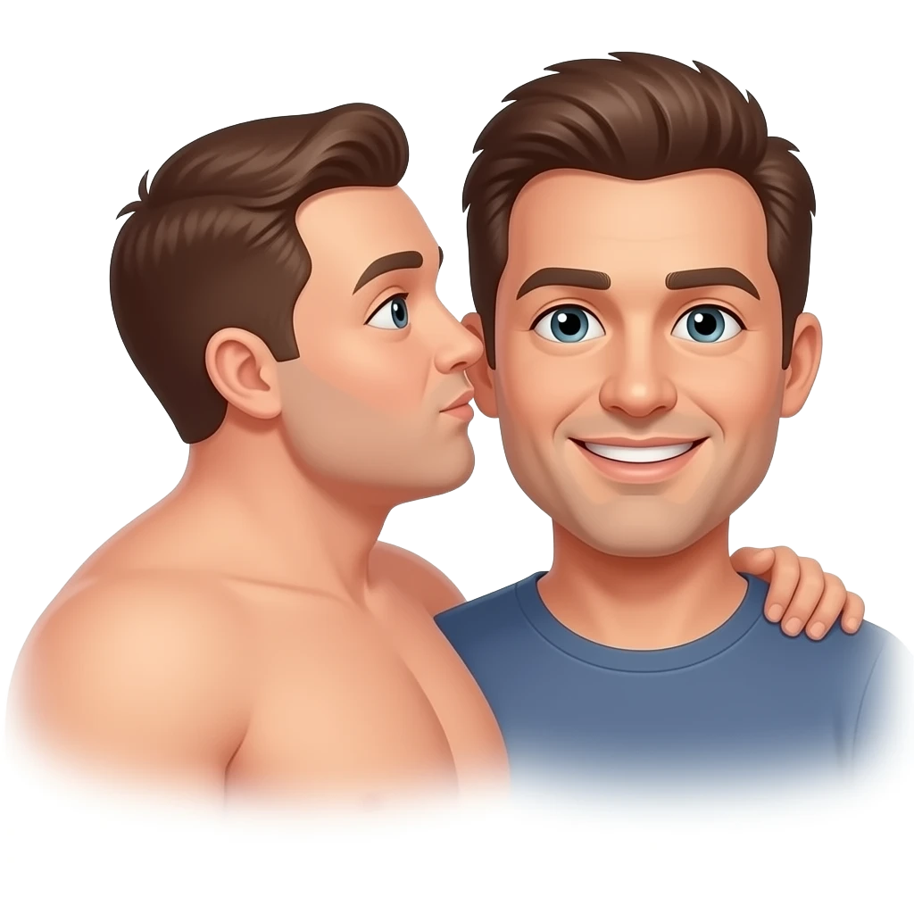 Fat man in red thong underwear kissing a man emoji