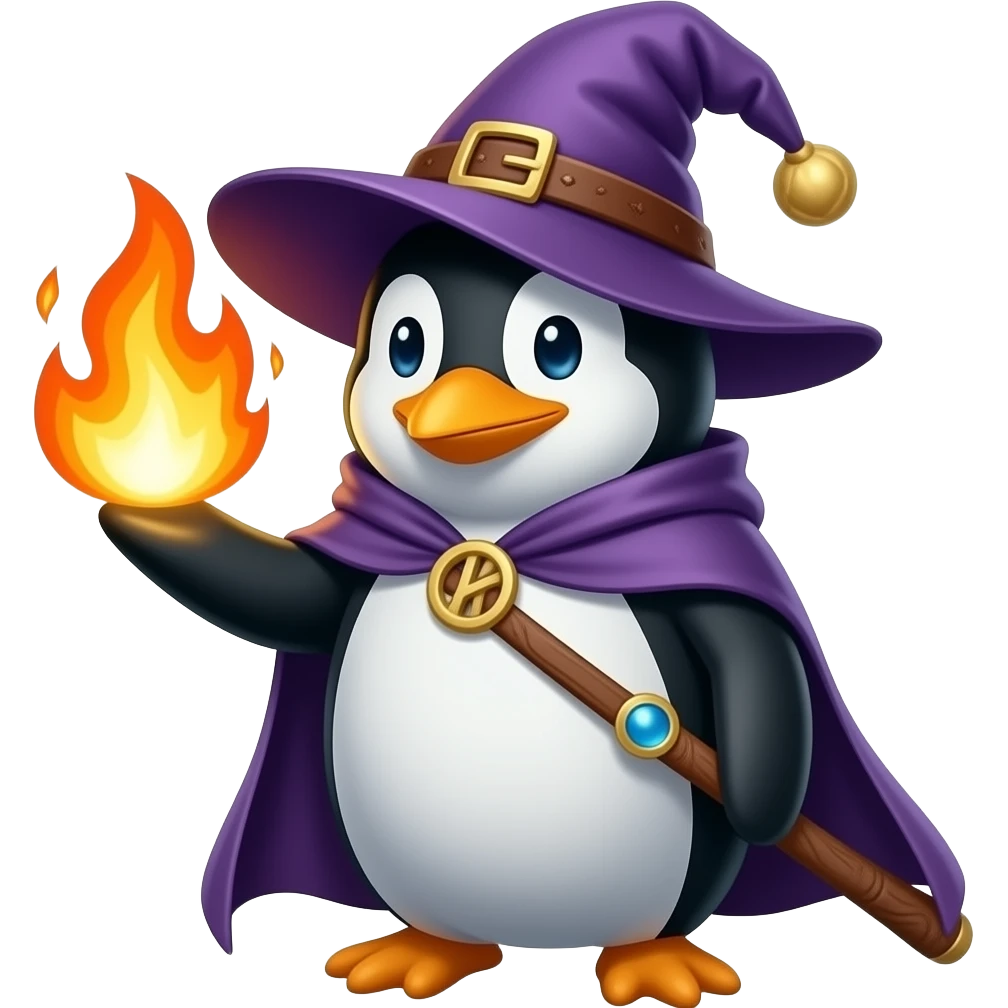 penguin fire wizard emoji