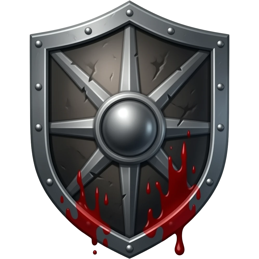 a black shield with blood driping from it like it just killed some monsterws emoji