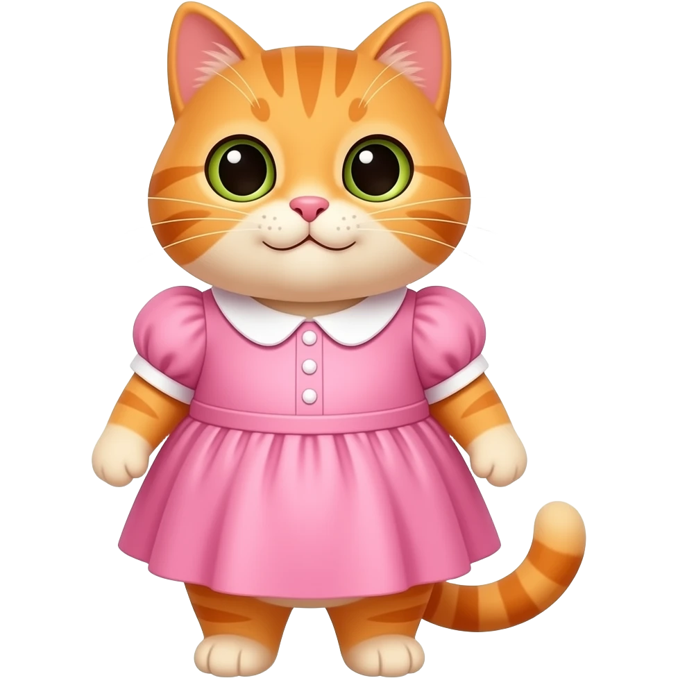 orange fat cat in a pink dress emoji
