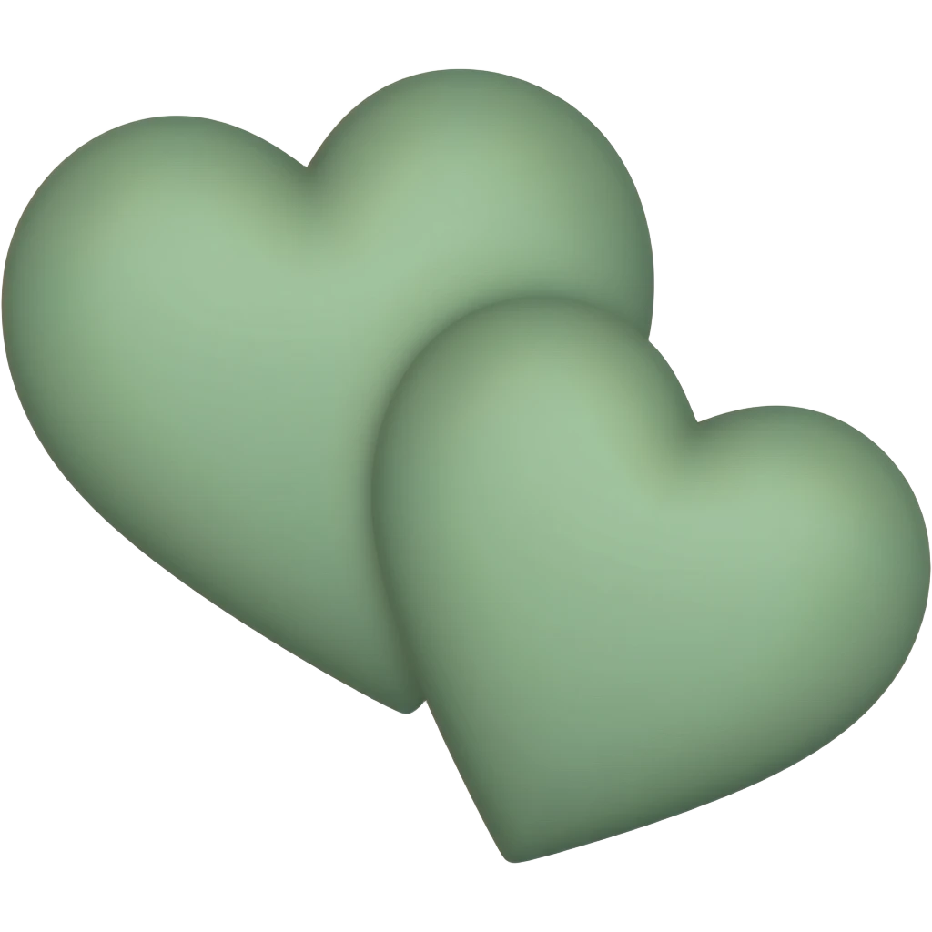 Two sage green hearts emoji