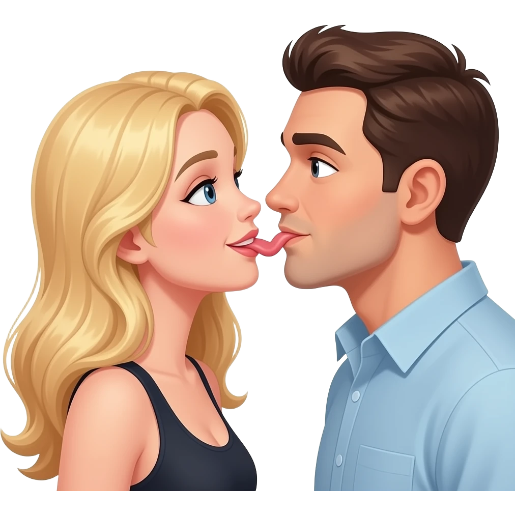 Man giving a blond woman licking her vagina emoji