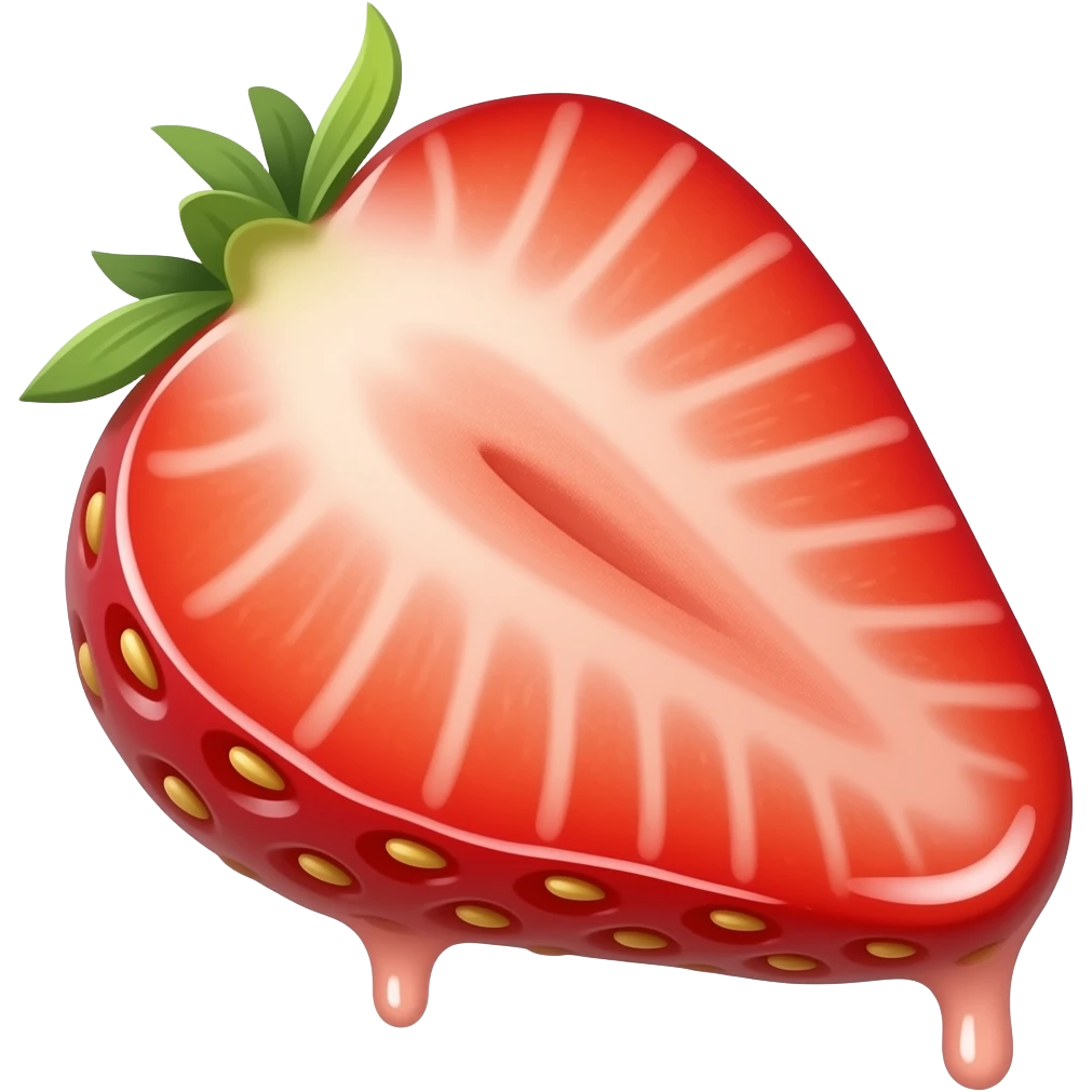 Dripping sliced strawberry emoji