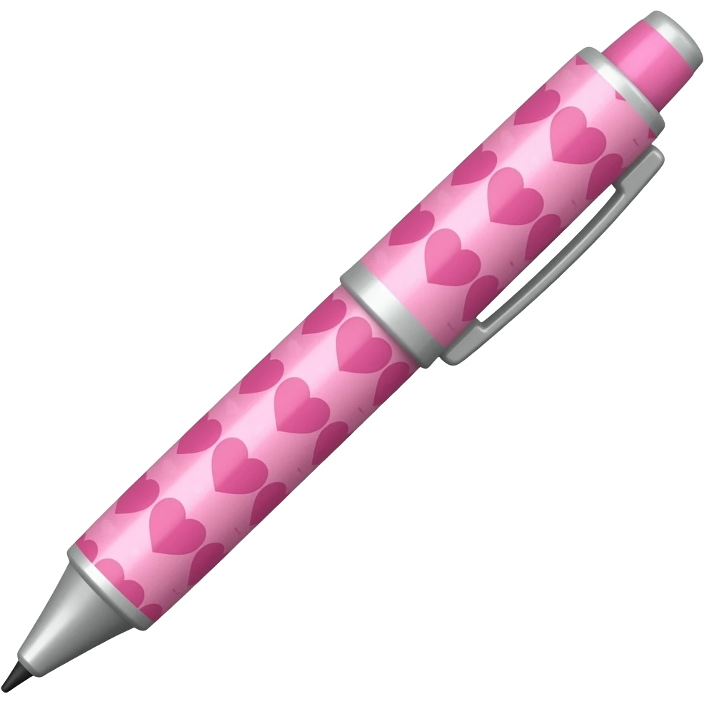 girly pink pen with heart emoji