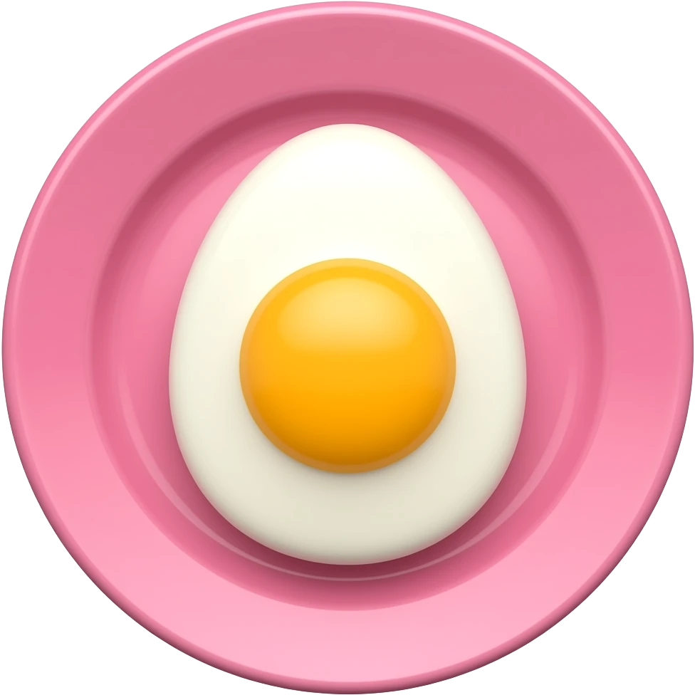 pink color plate and egg in it emoji