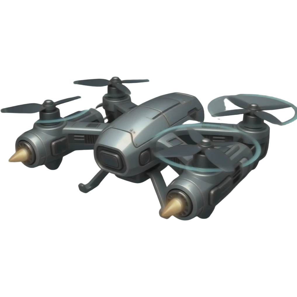 Sleak scifi hover drone with weapons emoji