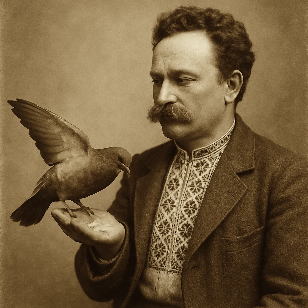 feeds a pigeon from his hand emoji