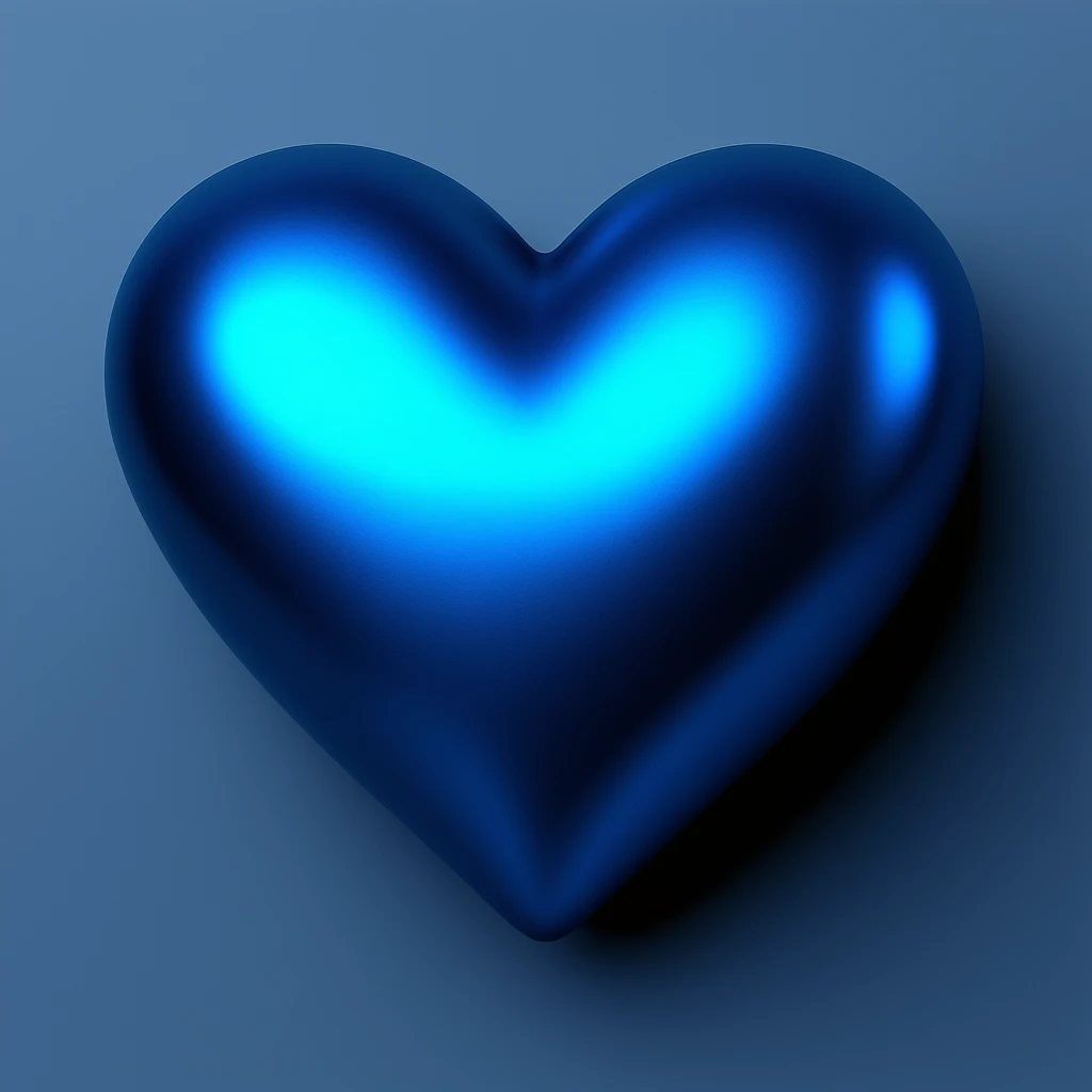 heart with a metallic blue finish emoji
