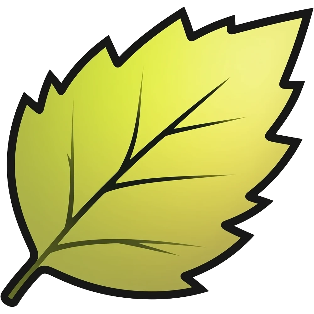 A Pastel yellow leaf with thick black outline and pointed edges emoji