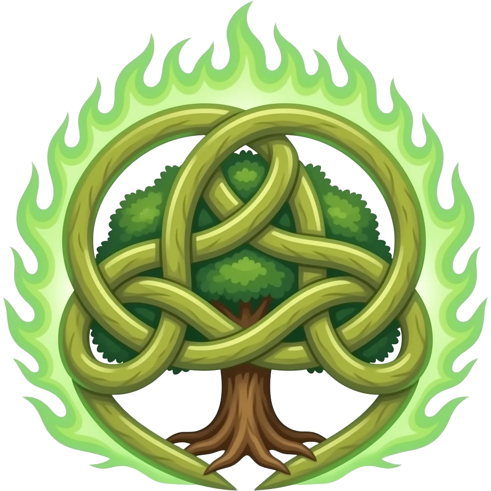 celtic knot with tree of life and fire with hint of green emoji