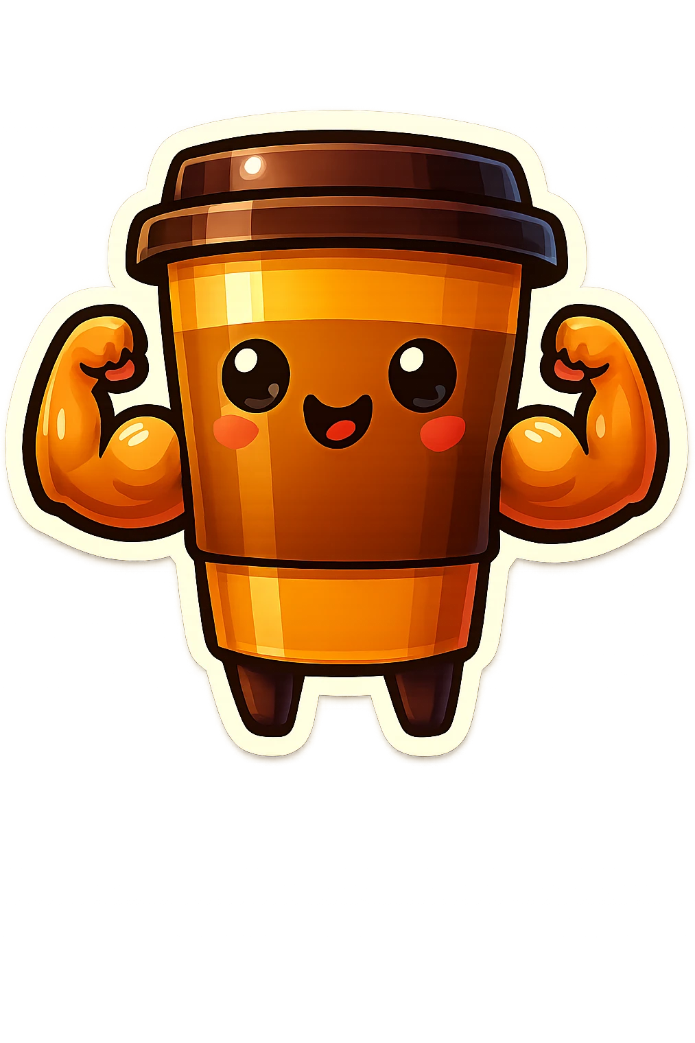 Tall coffee cup, showing off muscles emoji