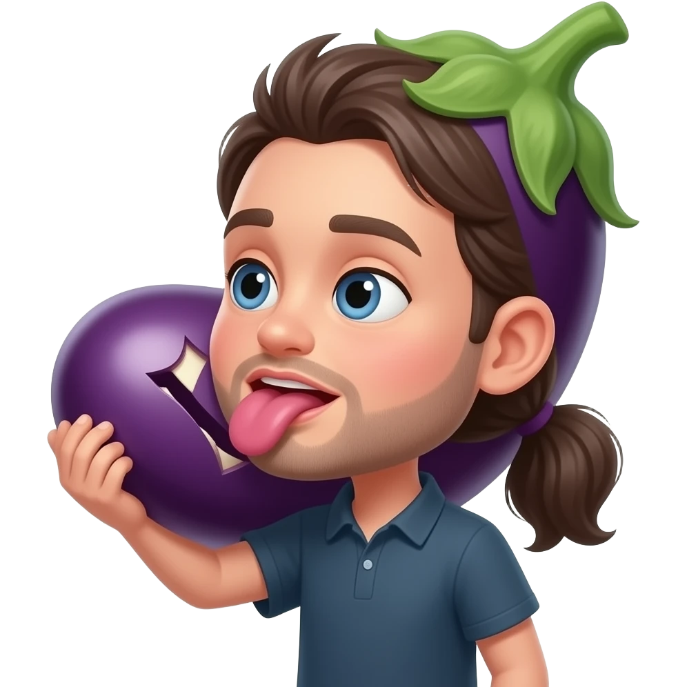 Licking egg plant emoji