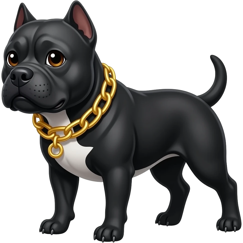 black pitbull with a gold chain collar emoji