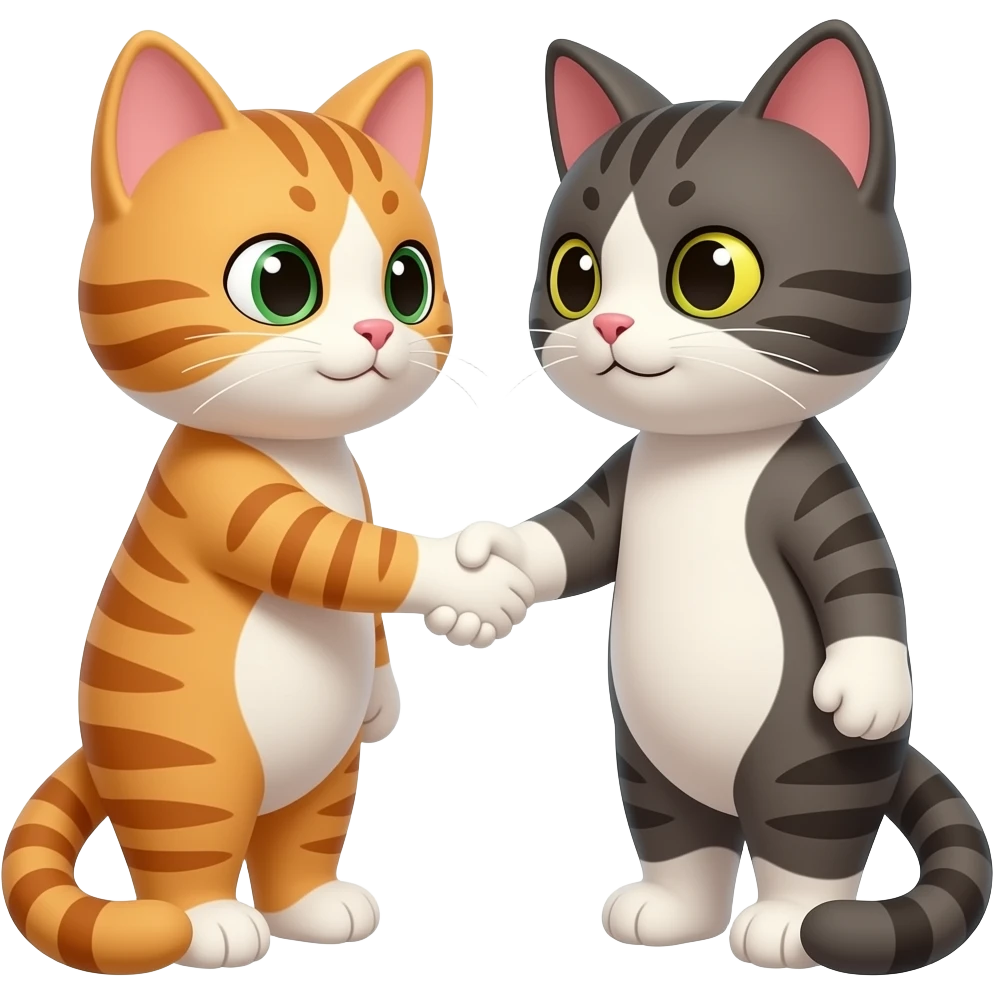 handshake of cats, closeup emoji